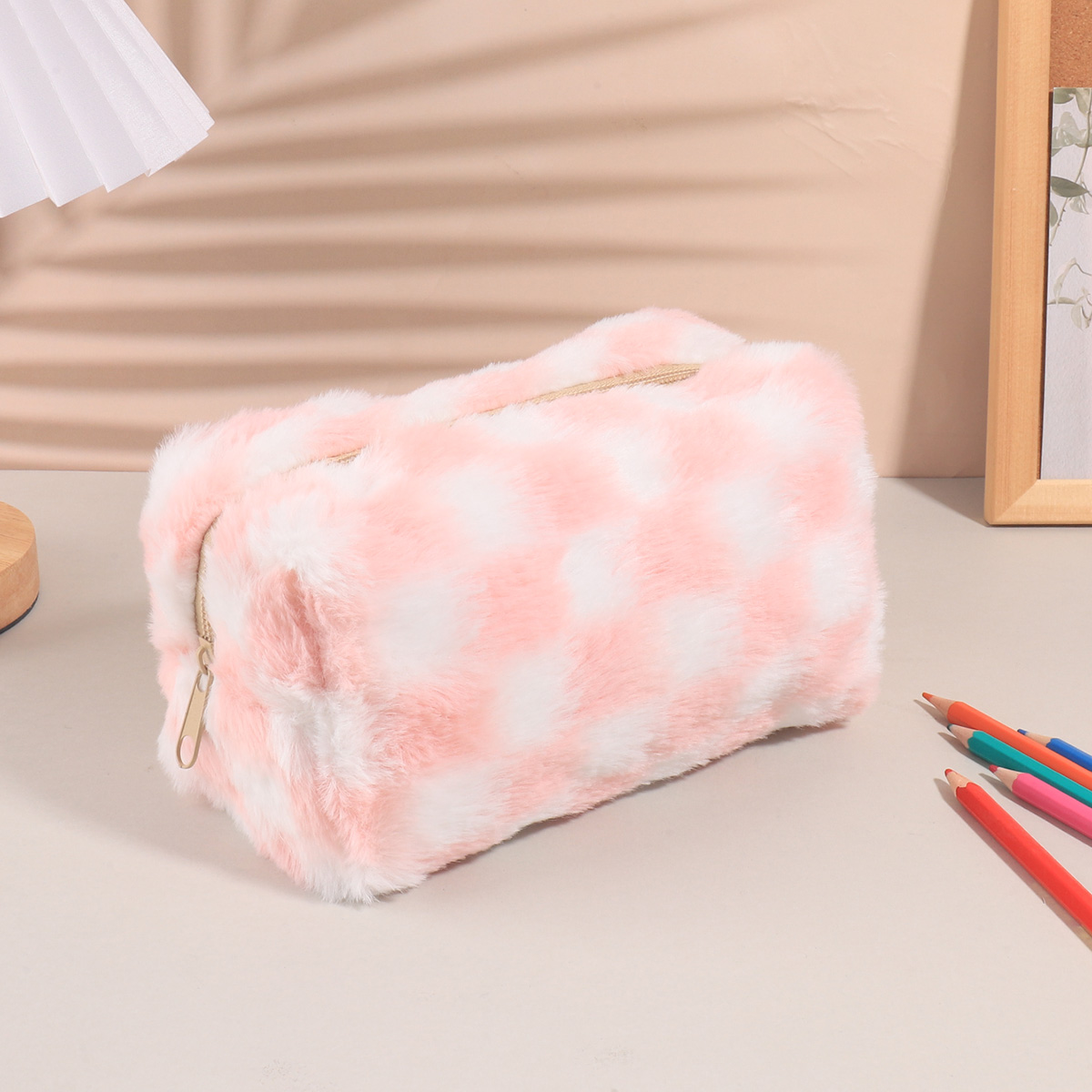 Aesthetic Large Pencil Case Pouch - Astuccio a quadretti coreano carino, grande